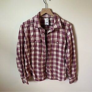 The North Face Purple and White Plaid Shirt